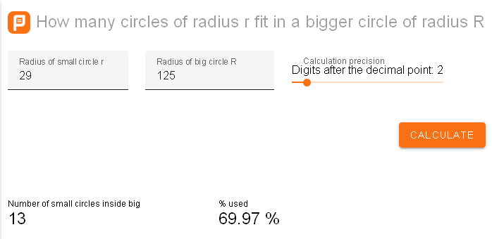 How many circles of radius r fit in a bigger circle of radius R